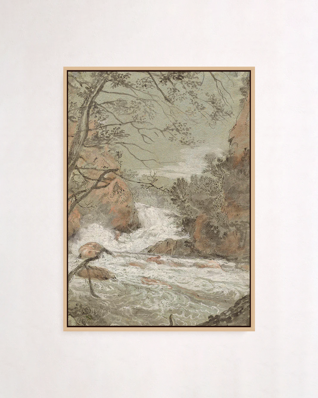 River Landscape with a Waterfall