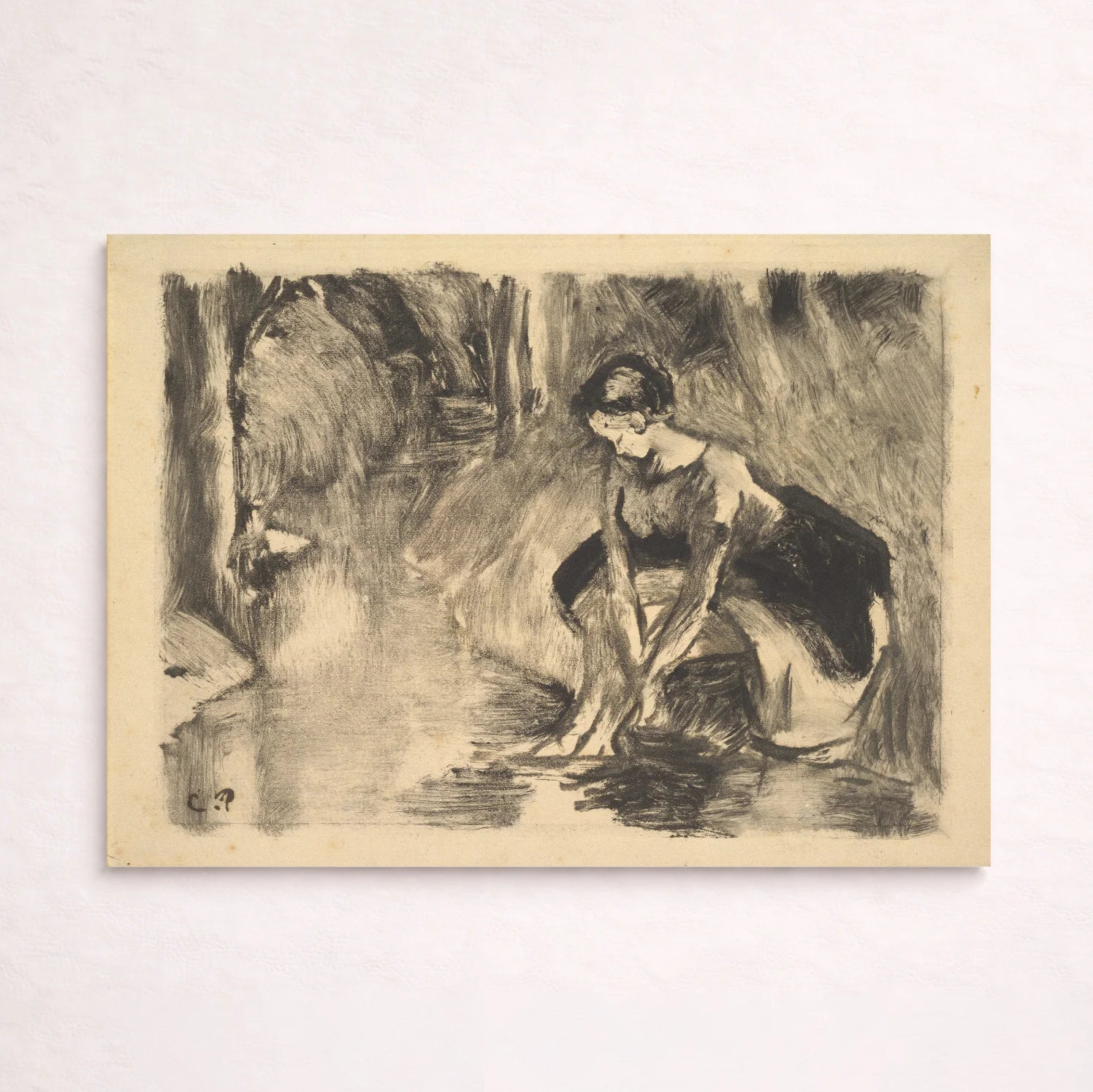 A Young Woman Washing Her Feet at the Edge of a Stream