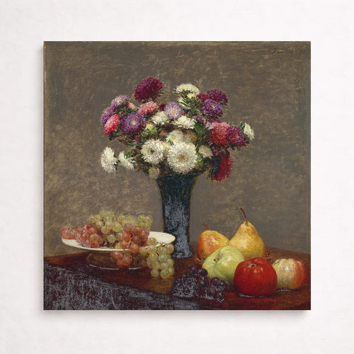 Asters and Fruit on Table