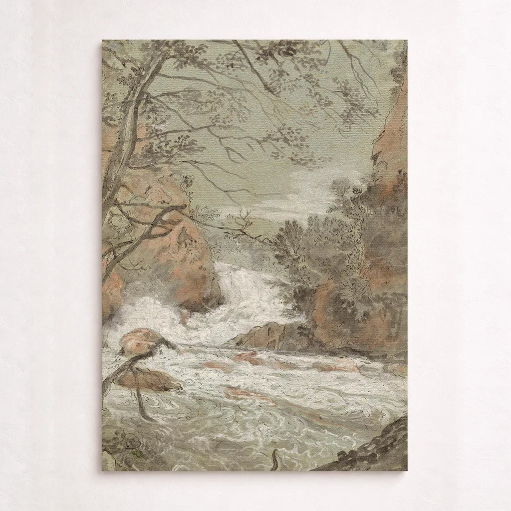 River Landscape with a Waterfall