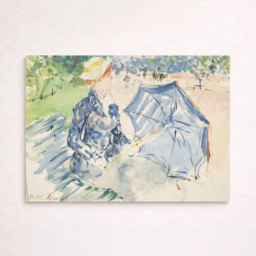 A Woman Seated at a Bench on the Avenue du Bois
